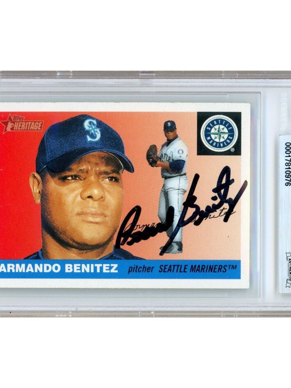 Armando Benitez Signed 2004 Topps Heritage #248 Mariners Card Beckett BAS Slab